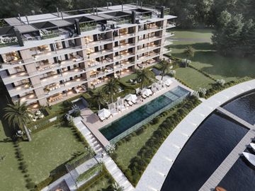 Venta en obra financiada en Albanueva, departamento 2 dormitorios con terraza y parrilla fte al rio