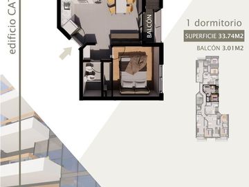 Departamento Monoambiente a la venta en Pichincha