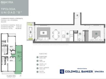 Pre Venta Desarrollo en  Nuñez Guayra Departamento dos Ambientes con balcón UF 9C