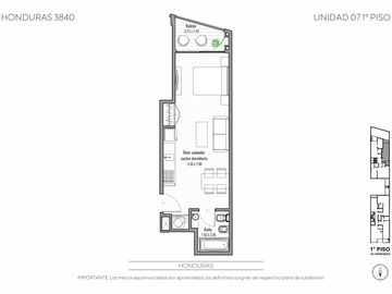 Venta Departamento de 1 Ambiente con Balcón en Palermo
