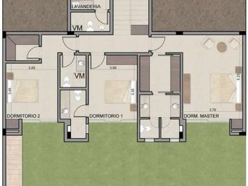 Casa de tres habitaciones con jardín de 130m2