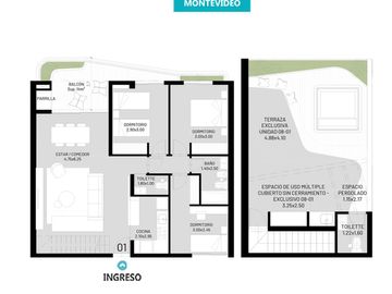 DEPARTAMENTO DE TRES DORMITORIO - VENTA - TERRAZA EXCLUSIVA C/PILETA - CENTRO