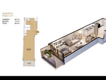 Monoambiente en venta en Palermo