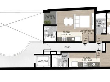 Departamento en Venta en Barrio Abasto, Rosario Monoambiente c/ Terraza Exclusiva