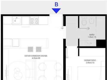 Venta Departamento 2 amb con cochera, Ituzaingó Sur (2ºB al 6ºB)