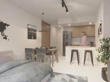 3 ambientes de categoría al frente con balcón terraza, baño completo y toilette - amenities