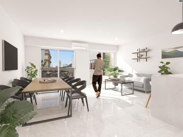 3 ambientes de categoría al frente con balcón terraza, baño completo y toilette - amenities