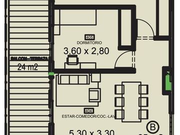 3 ambientes de categoría al frente con balcón terraza, baño completo y toilette - amenities