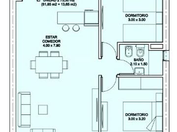 VENTA - Departamento 2 Dormitorios con Balcón en Barrio Parque