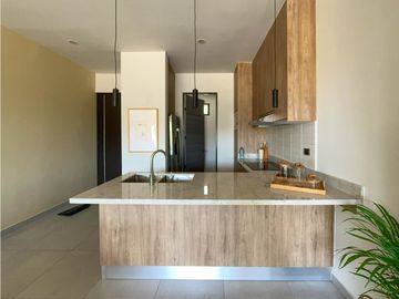 nuevo departamento en venta en Los Cabos, 2 recamaras, 2 baños, alberca climatizada, cerca de hotel diamante cabo san lucas