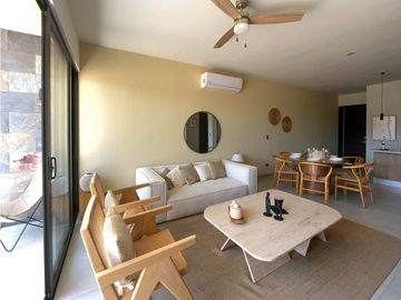 nuevo departamento en venta en Los Cabos, 2 recamaras, 2 baños, alberca climatizada, cerca de hotel diamante cabo san lucas