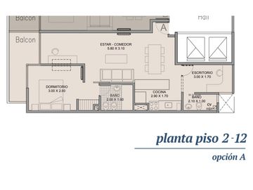 Obispo Oro al 300, un dormitorio y medio, externo con balcon