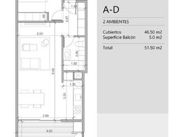 Departamento en  venta de 2 ambientes al frente con  balcón y  terrazapropia - San martin centro