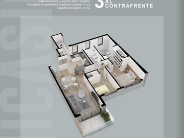 Moderno 3 ambientes con parrilla propia y amenities en Caballito