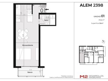 Venta Departamento Monoambiente con Balcón la Sexta Rosario