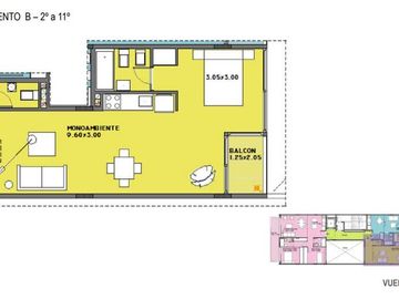 Departamento en Lomas De Nuñez / Monoambiente con balcón terraza