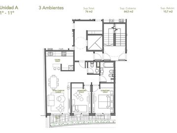 Departamento de 3 ambientes a estrenar. Full Amenities.