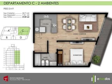 VENTA EXCELENTE 2 AMBIENTES A ESTRENAR EN AV. TRIUNVIRATO 2963, CABA