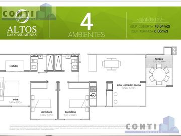 Venta de Departamento 3 ambientes - Altos Las Casuarinas- Loma Verde, Escobar, Zona Norte