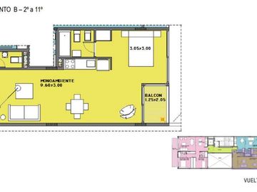 Departamento en Lomas De Nuñez / Monoambiente con balcón