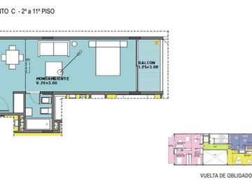 Departamento en Lomas De Nuñez / Monoambiente con balcón terraza