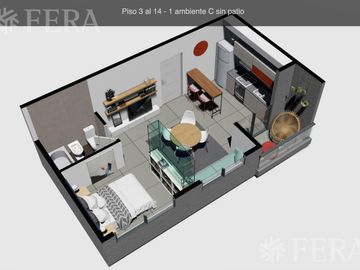 Venta departamento monoambiente con balcón en Wilde