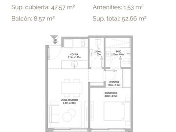 Departamento en  Venta 2 ambientes con suite y toilette   Cañitas