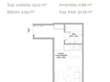 Departamento en  Venta 2 ambientes con Terraza de 37 m2 en  suite y toilette    Cañitas