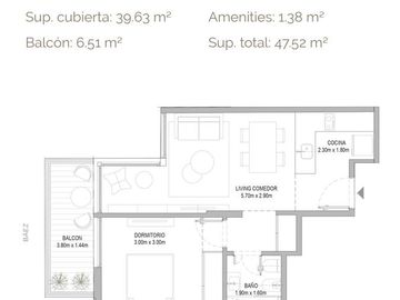 Departamento en  Venta 2 ambientes con Terraza de 37 m2 en  suite y toilette    Cañitas