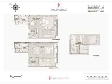 Departamento Triplex de 2 ambientes con terraza privada y cochera en Los Molinos Puerto Madero