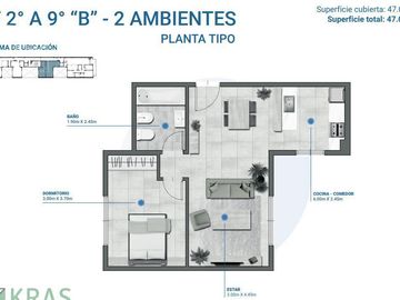 Departamento 2 ambientes a estrenar con amenities LUMINOSO