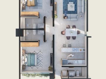 Departamento en venta de 2 Rec. en Col. México en Mérida Yucatán.