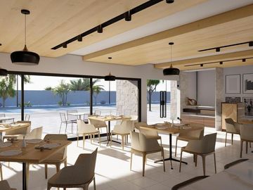 VENTA DE DEPARTAMENTO EN PUERTO MORELOS CON PISCINA/RESTAURANTE/ROOFTOP