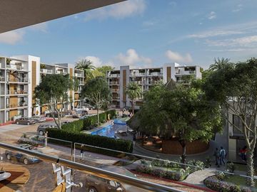 DEPARTAMENTO DE 2 HABITACIONES EN RESIDENCIAL DE PUERTO MORELOS CERCA DEL MAR