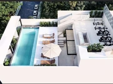 Estudio cerca de la 5ta avenida con alberca en rooftop
