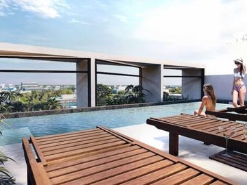 Estudio cerca de la 5ta avenida con alberca en rooftop