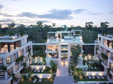 Venta Departamento Penthouse en Tulum 3 Habitaciones con Terraza y Jacuzzi