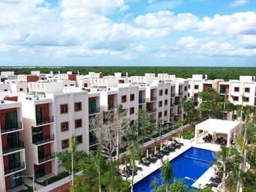 VENTA DE DEPARTAMENTO EN CANCUN DE 2 HAB CON ALBERCA ZONA SUR