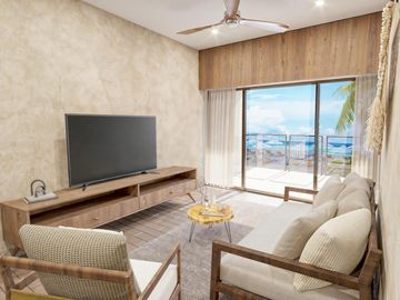 DEPARTAMENTO EN VENTA EN MAHAHUAL DE 1 RECAMARA CON VISTA AL MAR CARIBE