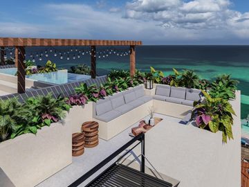 DEPARTAMENTO EN VENTA EN MAHAHUAL DE 1 RECAMARA CON VISTA AL MAR CARIBE
