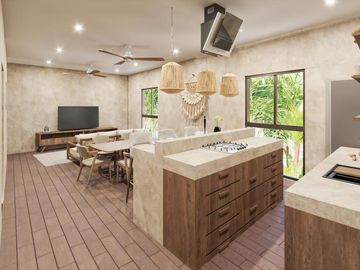 DEPARTAMENTO EN VENTA EN MAHAHUAL DE 1 RECAMARA CON VISTA AL MAR CARIBE