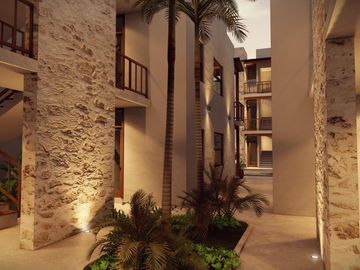 DEPARTAMENTO EN VENTA DE 1 HABITACIÓN EN BACALAR CON ALBERCA