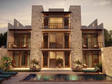 DEPARTAMENTO EN VENTA DE 1 HABITACIÓN EN BACALAR CON ALBERCA