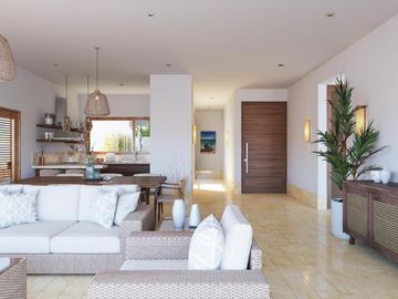 Lujoso departamento a pie de playa de 3 habitaciones y 3 baños en Mahahual