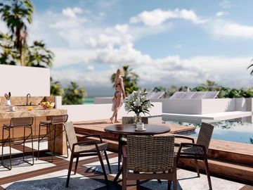 Lujoso departamento a pie de playa de 3 habitaciones y 3 baños en Mahahual