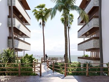 Lujoso departamento a pie de playa de 3 habitaciones y 3 baños en Mahahual