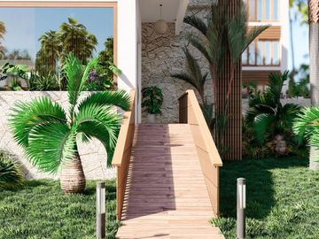 Lujoso departamento a pie de playa de 3 habitaciones y 3 baños en Mahahual