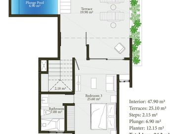 Departamento en venta en Bacalar de 3 habitaciones con vista a la laguna