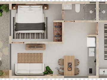 Departamento en venta en Tulum de 2 habitaciones a 8 minutos de la playa