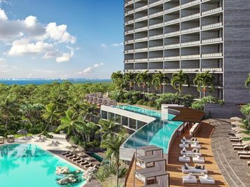 Departamento vista al mar con laguna artificial de 8,000 m2 en venta en Cancún